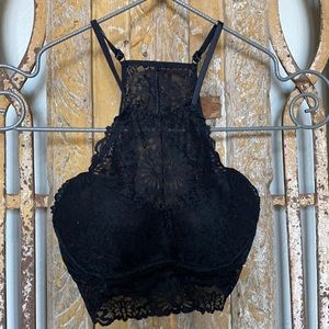PINK VICTORIA SECRET LACE HALTER BRA XS EXCELLENT